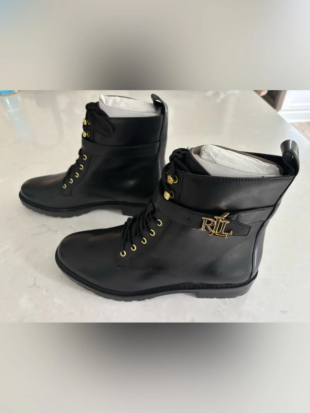 Ralph Lauren Elridge Black Boots, Size 10 - Picture 2 of 8
